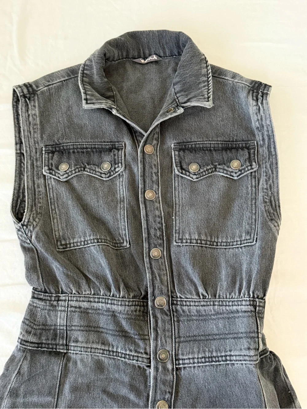 Free People Washed Black Denim Jumpsuit - Picture 2 of 4